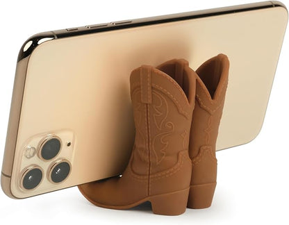 Genuine Fred Giddy UP Phone Stand, Brown, Cowboy Boot Tech Accessory, Fits Most Mobile Smartphones, Grippy Silicone, Fun Cowboy Boot Details