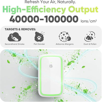 Plug In Air Ionizers Negative Ion Technology Air Purifier for Home & Office, Quiet Negative Ion Air Freshener for Small Rooms, Bedrooms, Living Rooms, 4-Pack