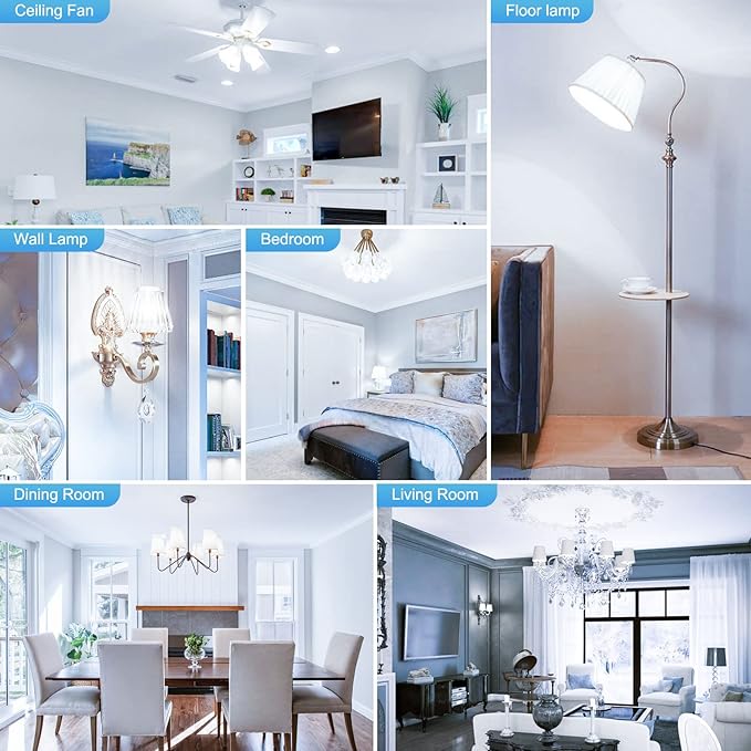 8-Pack E12 Candelabra LED Light Bulbs, 6000K Cool Daylight White, Small Base Type B Light Bulb for Chandelier, 6W Equivalent 60Watt, B11 Light Bulbs for Ceiling Fan, 600 Lumen, Non-dimmable