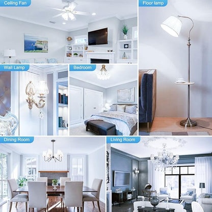 8-Pack E12 Candelabra LED Light Bulbs, 6000K Cool Daylight White, Small Base Type B Light Bulb for Chandelier, 6W Equivalent 60Watt, B11 Light Bulbs for Ceiling Fan, 600 Lumen, Non-dimmable