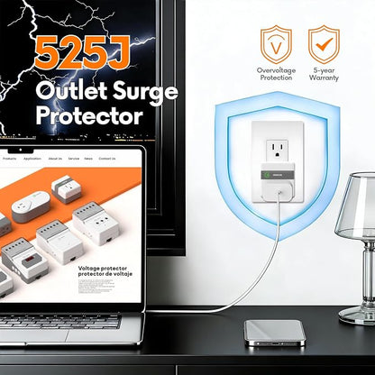 GIDEON Single Outlet Surge Protector, Voltage Protector for Refrigerator, Air Conditioner & Home Appliances, 120V 15A 1800W Wall Plug, Over & Under Voltage Protection with LED Indicator
