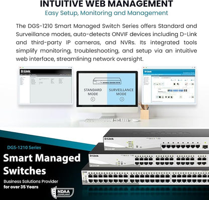 D-Link Systems 52-Port Gigabit Web Smart Switch including 4 Gigabit SFP Ports (DGS-1210-52)