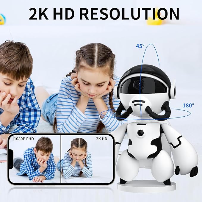 2K Indoor Robot Camera, 2.4G WiFi Security Indoor Camera for Baby Pet