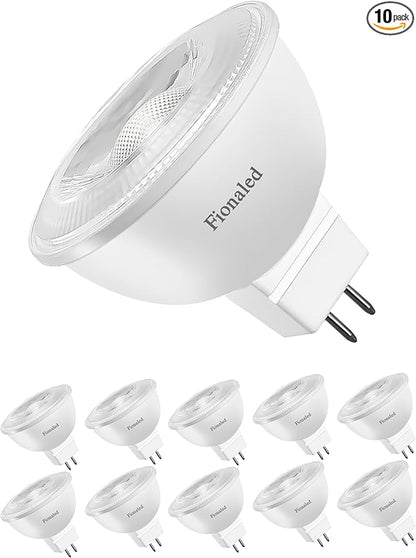 GU5.3 LED Bulbs, 50W Halogen Replacement, 5000K Daylight White, Not Dimmable MR16 LED, Bi-pin Base, 5W 12V Recessed Landscape Lighting Bulbs,10-Pack