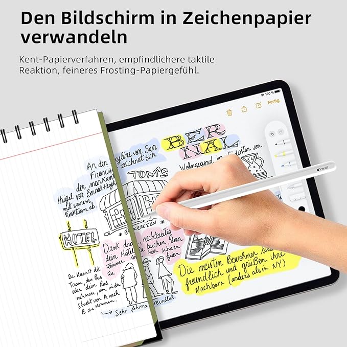 Pack of 3 Paper Film for iPad Pro 12.9 Inch (2022 M2/2021/2020/2018), Matte Paper Film Screen Protector for Writing Drawing Sketching
