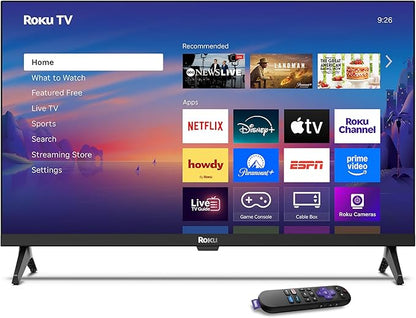 Roku Smart TV – 24-Inch Select Series, 720p HD TV – Roku TV with Voice Remote – Flat Screen LED Television with Wi-Fi for Streaming Live Local News, Sports, Family Entertainment