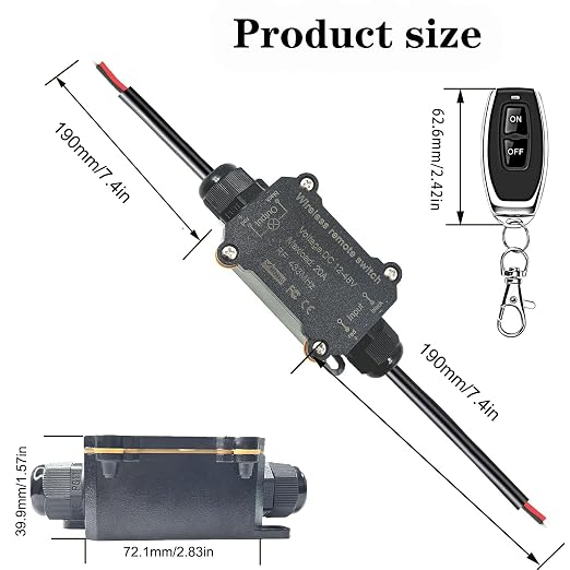 DC12V/24V/48V/20A Waterproof Remote Control Switch