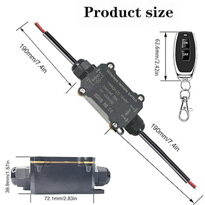 DC12V/24V/48V/20A Waterproof Remote Control Switch