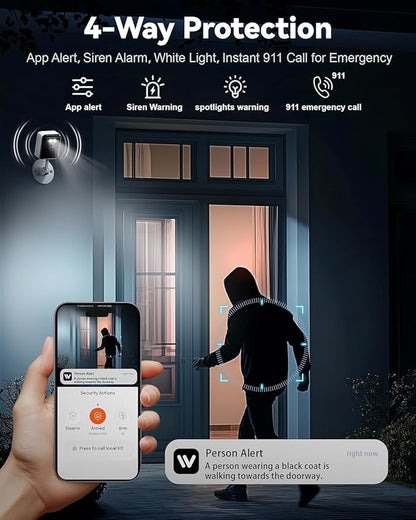 Gianteye 2K Indoor Security Camera (2-Pack), Dual-Band 2.4/5GHz WiFi Pet & Baby Monitor, AI Event Detection with Smart Search, Color Night Vision, 2-Way Audio, Human Detection, US App