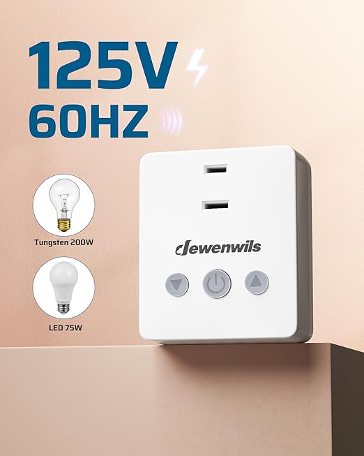 DEWENWILS Wireless Dimmer Plug for Indoor Home Lighting, Remote Control Dimmer Switch, 100FT Range, Plug-in Lamp Dimmer for Dimmable LED/Tungsten Bulbs, ETL Listed,White