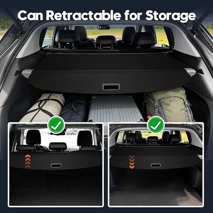 Powerty Retractable Cargo Cover for 2023-2025 Mazda CX50 - Canvas Texture Trunk Cover Privacy Screen Rear Security Shade for CX-50 Accessories