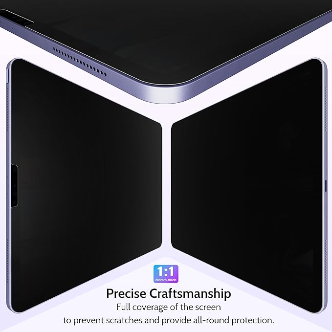 Peslv Privacy Screen Protector for iPad Air 5th/4th Gen & iPad Pro 11 (2018/2020/2021/2022), Anti Glare Blue Light Spy Filter Private Cover, High Sensitive Bubble-Free Black Security Screen