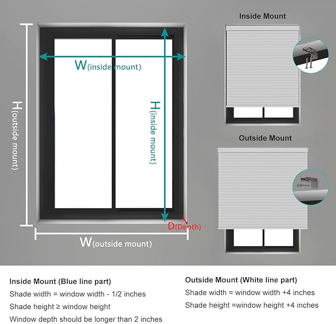 Changshade Blackout Smart Blinds Cellular Shades for Windows Doors Motorized with Remote Control, Custom Size Automatic Honeycomb Blind Electric Power Compatible with Alexa, Google Home, Blue