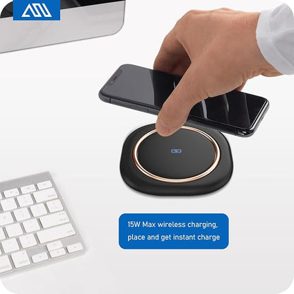 ANNQUAN 3.15" Motorized Pop Up Outlet Wireless Charger 20W USB Black 3FT | Pop Up Countertop Receptacle Max 20W Power Delivery Pop Up Electrical Outlet with 4 Outlets 4 USB Ports Home Office Kitchen