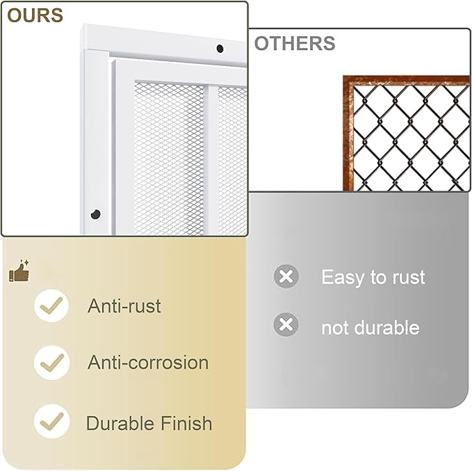 JUBEST 32 in. x 80 in. Security Screen Door, Reversible Powder Coated White Surface Mount Outswing Steel Security Door with Expanded Metal Screen, Prehung Steel Exterior Doors, Durable&Safe