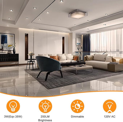YGS-Tech 2 Inch LED Recessed Lighting, Dimmable Downlight 3W(35W Halogen Equivalent), CRI80, 5000K Daylight White Ceiling Light with LED Driver (16 Pack)