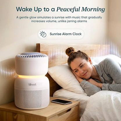 LEVOIT Air Purifier for Home Bedroom with HEPA Filter, White Noise Sound Machine and Blue Light-Safe Night Light Support Better Sleep, AHAM VERIFIDE, 5 Air Quality Monitor, Smart WiFi, Sprout | HEPA Filter, White Noise Sound Machine, Blue Light-Safe Ni...