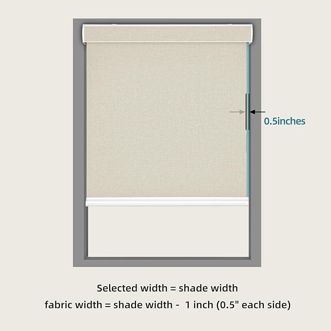 Changshade Custom Size Cordless Roller Shades with Valance, Blackout Roller Shades for Windows Roll-up Fabric Blinds with Thermal Insulated for French Door, Easy Installation Yellowish Beige