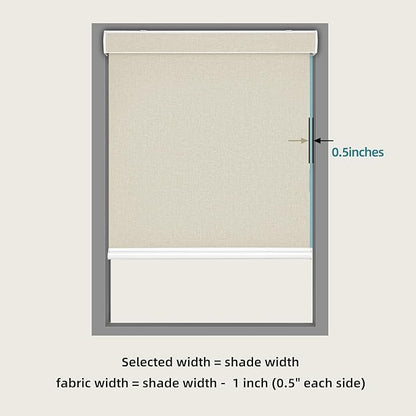 Changshade Custom Size Cordless Roller Shades with Valance, Blackout Roller Shades for Windows Roll-up Fabric Blinds with Thermal Insulated for French Door, Easy Installation Yellowish Beige