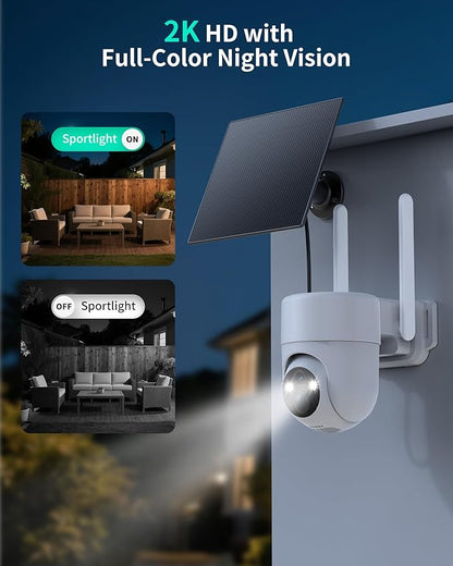 LIWAN 4G LTE Cellular Security Cameras Wireless Outdoor 2-Pack, Solar Powered No WiFi Security Camera with SIM Card, 2K HD Color Night Vision, 360° View Off-Grid Cam for Farm, Cabin, Construction Site