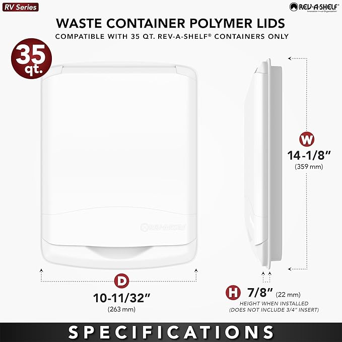 Rev-A-Shelf 50 Qt Under Sink Garbage Can Lid for Base Kitchen and Bathroom Cabinet, Replacement Plastic Trash Bin Lid Only, Black, RV-50-LID-18-1-40