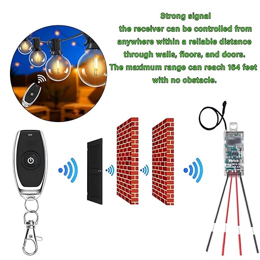 Mini Remote Control Switch,DC 5V/12V/24V/ 5A Relay Wireless ON/Off Switches with164ft Long Range,Micro RF Switch for Car,Motor,Lamps,LED Lights,Fans