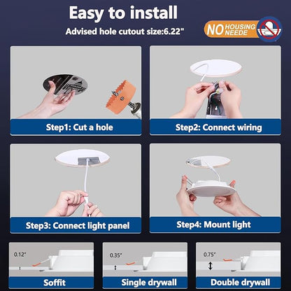 6 Inch LED Recessed Light 16W RGBCW Recessed Ceiling Lights Dimmable by Alexa & APP, 2700K-6000K 1350LM Recessed Lighting with Junction Box,16 Million Colors, DIY Scenes, 23 Modes, 1 Pack