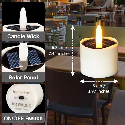 HL Solar Tea Lights Outdoor Waterproof, 8PCS 2.4''x2'' Flickering Flameless Candles, Dusk to Dawn Rechargeable Battery LED Tea Lights for Lantern, Garden, Camping, Home Decor (Warm White)
