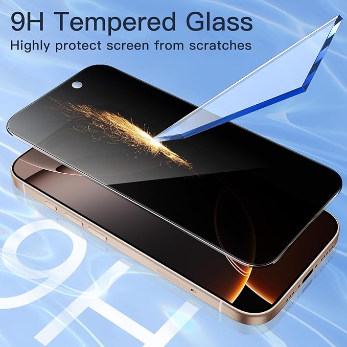JETech Privacy Screen Protector for iPhone 16 Pro Max 6.9-Inch, Anti-Spy Tempered Glass Film with Easy Installation Tool, 2-Pack