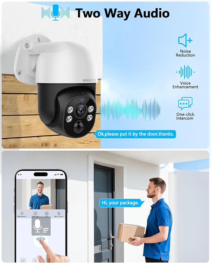 (2026 New) 4K PTZ PoE Wired Security Camera System Outdoor Surveillance | 8CH DVR 2TB HDD, 4 Cameras, Remote Control, No Monthly Fee App, AI Human Detection, Audio Mic, IR Night Vision