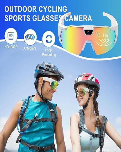 POV Glasses 4K Baseball Sunglasses Camera Smart Men Women Audio Video Action 2026 Upgrade Eyeglasses Running Style Meets Function Sports Cycling Hiking HD (Blue)