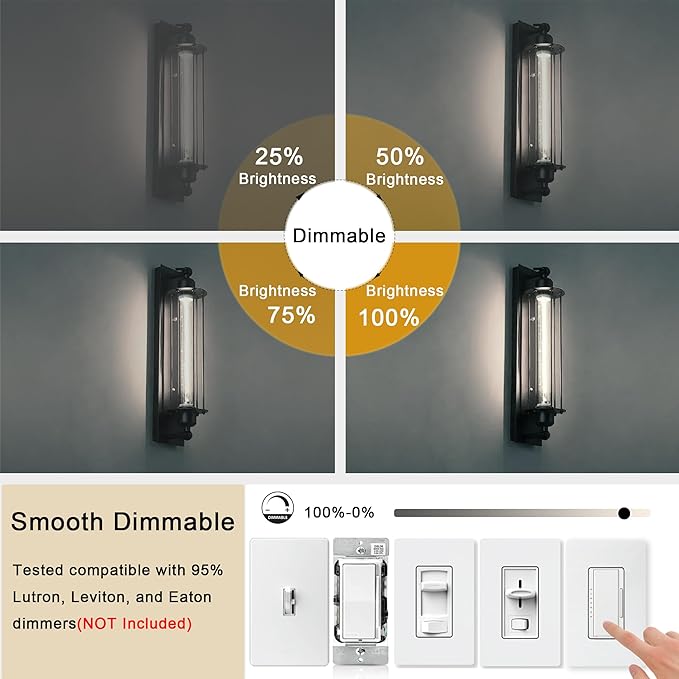 11.8IN 1000LM 5000K Daylight White Light Bulbs E26 Base, T10 T9 Edison Bulbs Dimmable 8W, AC 120V 100 Watt Equal Filament Bulb, Vintage Clear Glass Long Tubular LED Bulb, UL Certified - 2Pack