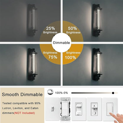 11.8IN 1000LM 5000K Daylight White Light Bulbs E26 Base, T10 T9 Edison Bulbs Dimmable 8W, AC 120V 100 Watt Equal Filament Bulb, Vintage Clear Glass Long Tubular LED Bulb, UL Certified - 2Pack