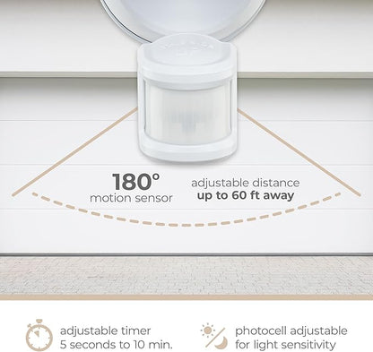 Guardian Flood and Security Wall Light with 2 Lights 2,250 Lumens 20 Watts and Programmable Motion and Photo Sensor in White