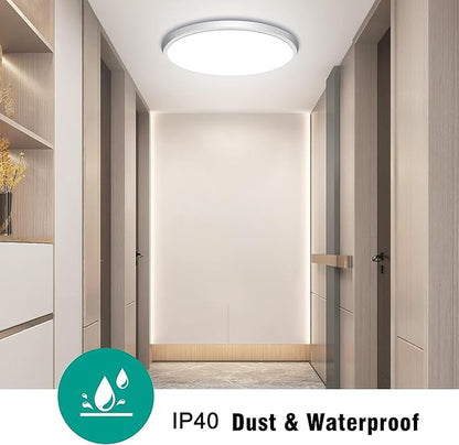 Motion Sensor Ceiling Light Wired - 12 Inch Motion Activated Flush Mount Lighting Fixture - 24W LED Ceiling Light for Closet, Hallway, Porch, Laundry, Garage, Basements - 5000K White