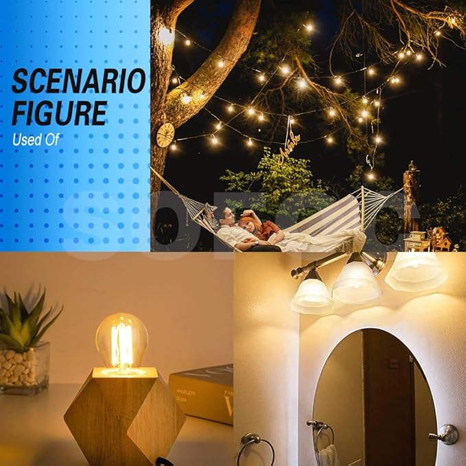 SOFOC G45 LED Bulb 24V DC E27 Base Outdoor Solar Lights Warm White 2700K Classic 4W Low Voltage Light 400LM High Color Rendering Vintage Edison Style Bulb No Dimmable 1Pcs