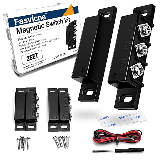 2 Pack Magnetic Reed Switch NC NO, Wired Door Window Contact Sensor, Black | Surface mount design, 22AWG leads, Includes screws, tape and screwdriver