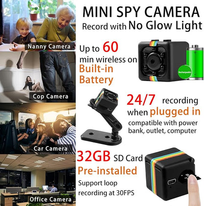 Mini Camera, 1080P No WiFi Small Security Camera, Spy Camera