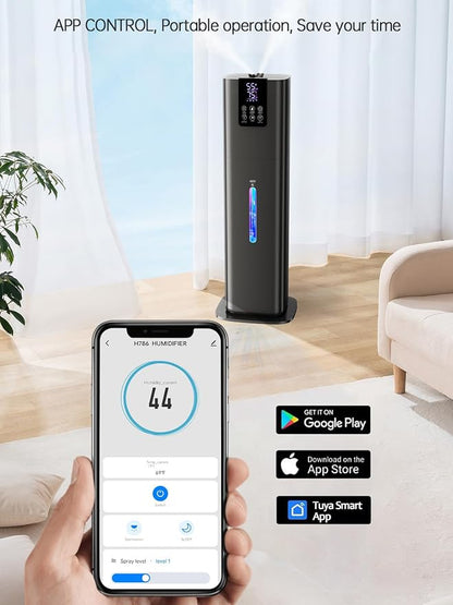 Hiswelle 8L Smart Humidifier for Large Room Bedroom, Cover up to 505ft², Easy Top Fill, Remote & APP Control, Aroma Box, RGB Light, Last 48 Hours Suitable for Indoor Plant, Office, Home