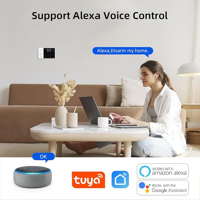 LWOHSI Wireless Alarm System,DIY 4G/WiFi Home Security Systems,Phone APP Alert,Door/Window and Motion Sensors,120 dB Siren,SOS Emergency Button,Compatible with Alexa and Google,No Contract Fee