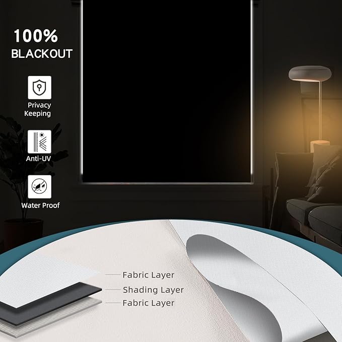 Motorized Blinds with Remote,100% Blackout Automatic Roller Shade Compatible with Alexa Google Homekit Thread,Electric Blind for Window,Vinyl Pure White