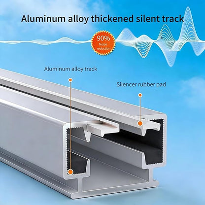 Smart Curtain Track System with Mini Zigbee Motor, Automatic Ceiling Curtain Opener, Motorized Curtains Rod 165.3''(4.2m) with App, Voice, Remote Control,Compatible with Alexa,Google and Siri