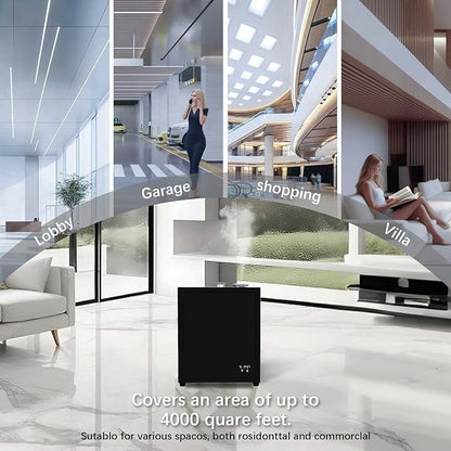 4000 Sq.Ft HVAC Smart Scent Diffuser for Home All-metal material. Suitable for large residences, hotels or offices. Capacity 500 ml Includes fragrance essential oil set. Supports Bluetooth APP control