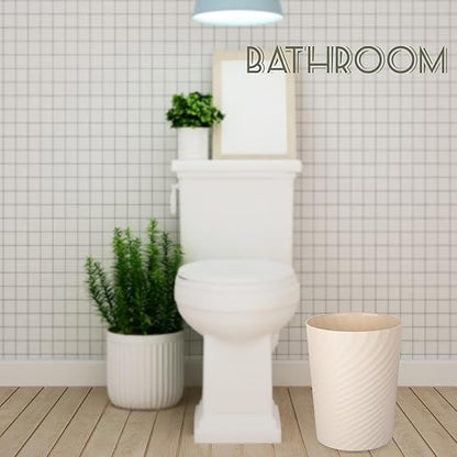 UUJOLY Plastic Small Trash Can Wastebasket, Garbage Container Basket for Bathrooms, Laundry Room, Kitchens, Offices, Kids Rooms, Dorms, (Beige, 1.8 Gallon/2 Pack)