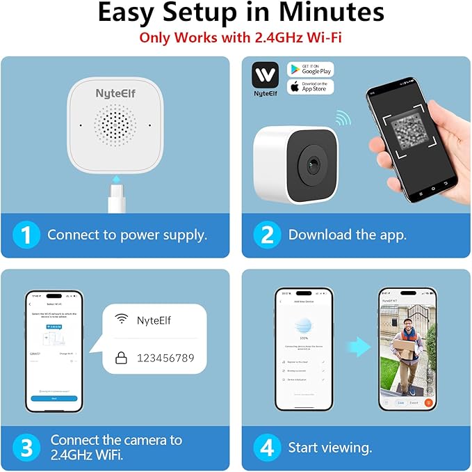 2K Window Camera for Home Security - 2.4Ghz WiFi Indoor Security Camera with Outdoor Monitoring, 3MP Color Night Vision, Human Detection, 24/7 Recording, Easy & Quick Install (White)