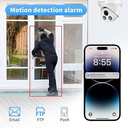 VIKYLIN 5MP PoE IP Camera with Audio, Full Metal Turret Security Camera Outdoor with Human Vehicle Detection, Smart Color Night Vision, 3072x1728@20fps, 114° FOV, WDR, IP67 Waterproof,NDAA Compliant