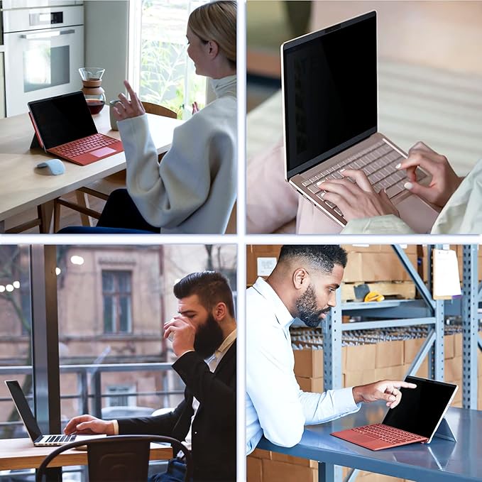 Peslv Magnetic Privacy Screen for Surface Laptop Go 3/2/1 12.4 Inch, Removable Anti Blue Light Glare Filter, Black Security Private Apy Block Protector