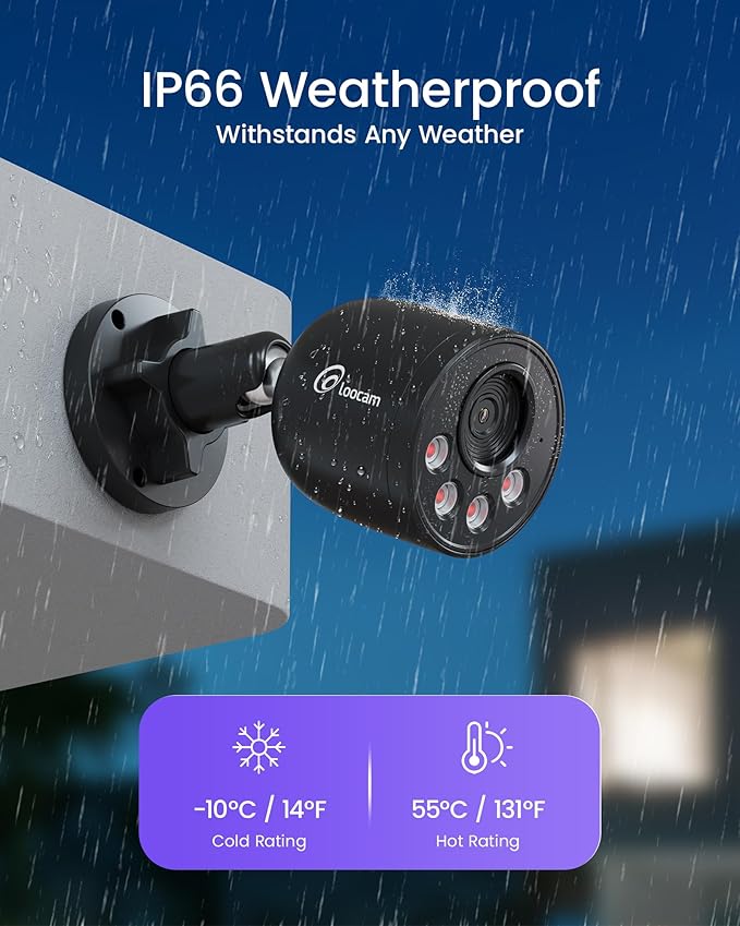 Loocam NVR Security Camera System 8CH 8MP with 2TB HDD, 8pcs 4K POE IP Cameras for Home Security, AI Human/Vehicle Detection, 24/7 Recording POE Camera System, Remote Access, Plug & Play