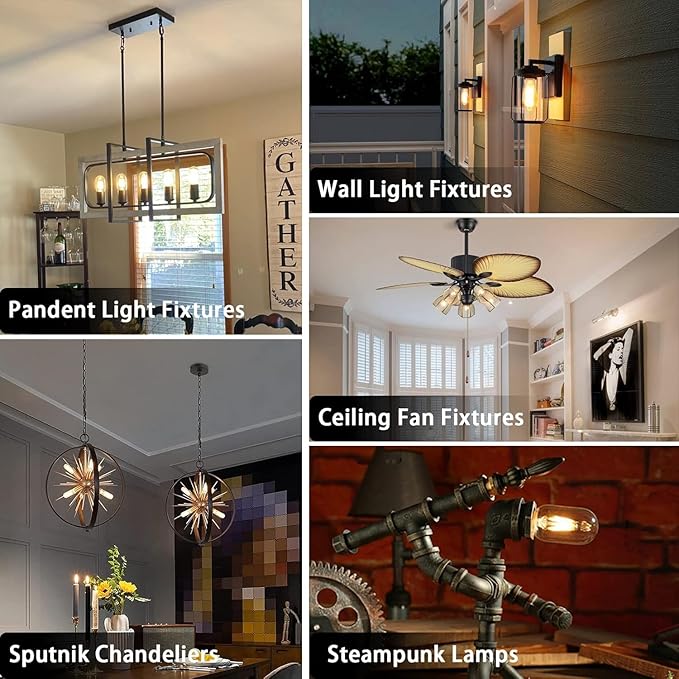 3.2 Inch 2700K Soft White E26 LED Bulb 60 Watt Equal, AC 120V 600LM Edison Bulbs Dimmable, 6W T10 T30 Tubular Filament Light Bulbs Clear Glass for Fan Pendant Wall Light, UL Certified-6 Pack