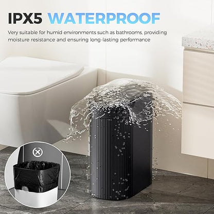 jinligogo 3 Pack 5 Gallon Bathroom Trash Can with Lid, Automatic Motion Sensor Black Trash Can, Touchless Slim Waterproof Garbage Bin for Kitchen, Bedroom, Office, and Bathroom